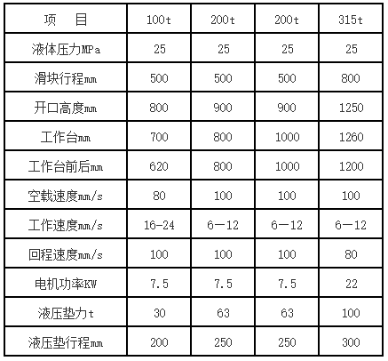 200吨拉伸液压机参数 200吨拉伸液压机参数