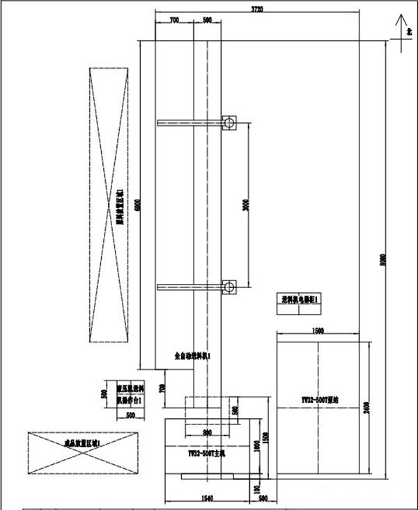 500吨锚杆托盘生产线安装布局图 500吨锚杆托盘生产线安装布局图